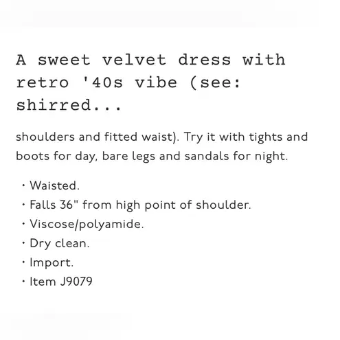 Madewell  Velvet Mini Dress