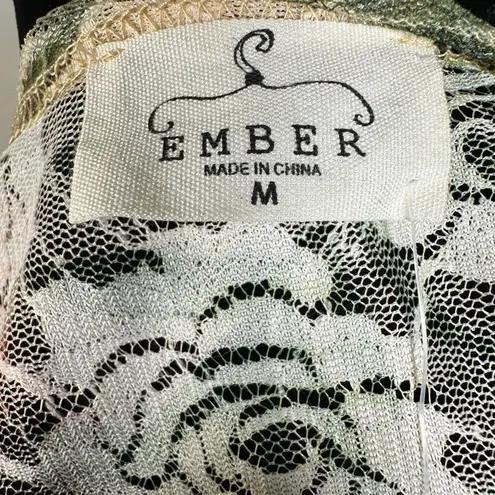 Ember Sheer Tropical Tie Front Oversized Topper Layer Blouse Medium NEW