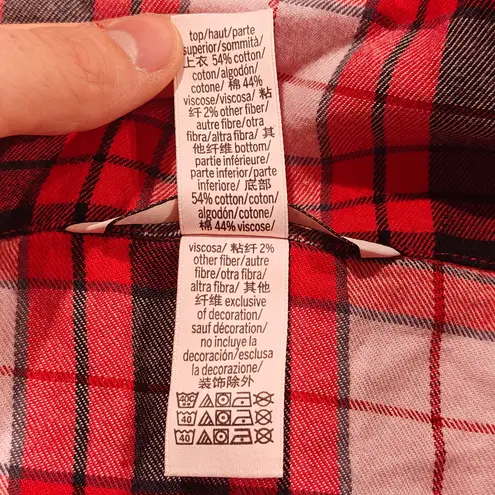 Victoria's Secret  Women Plaid Short Sleeve Shirt Red Pink Black Womens Medium