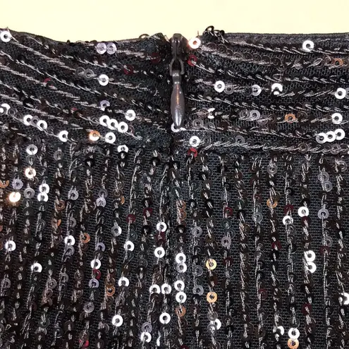NWT Club London Women’s Black Silver Sequins Leg Slit Maxi Skirt Size 6