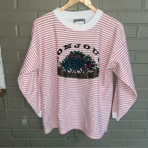 Bonjour Vintage Floral Sweatshirt with “Circa 1990” Embroidered M