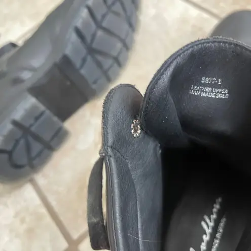 Avellini Made in Spain Leather Ankle Boots Women's Black Lace Up Size 40/usa 9