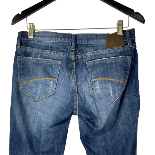 Driftwood Women's Embroidered Skinny Jeans Blue Floral Boho Size 28 Mid Rise