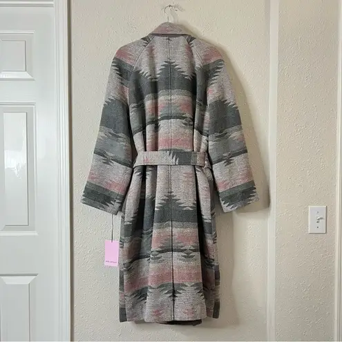 Avec Les Filles Wool Blend Belted Blanket Walking Coat Grey Aztec NEW Size 2XL