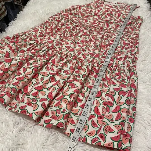 J Crew Cotton Tiered A Line Dress in Watermelon White Pink Size 4 White