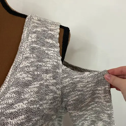 LNA cold shoulder marl textured long sleeve top in grey made in USA size M