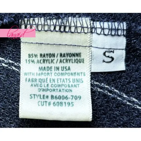 Bella Dahl Striped Tunic Dress V-Neck Vertical Striped Linen-Like Poncho Knit S