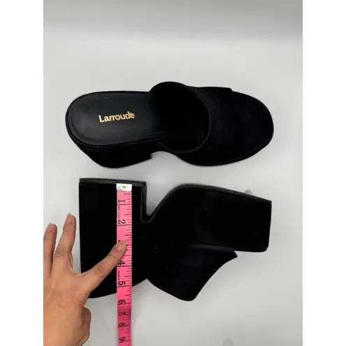 Larroudé black retro Wanda Suede Platform Mules size 8 Y2k chunky heel