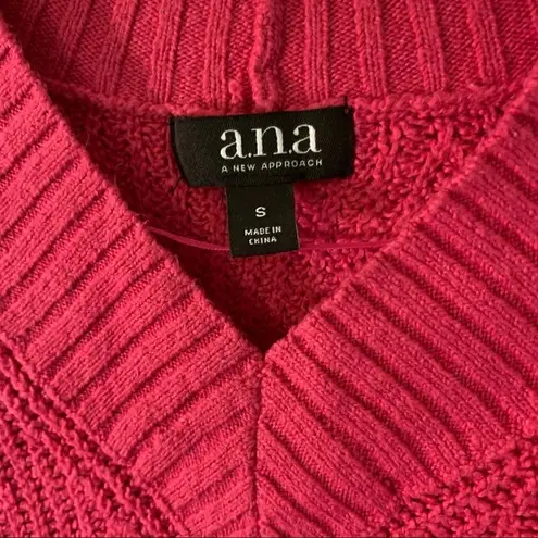 a.n.a . V-Neck High Low Sweater Catalina Hot Pink