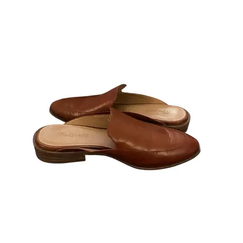 Madewell Frances Loafer Mule Leather Burnished Mahogany classic coastal fall Brown Size 7.5