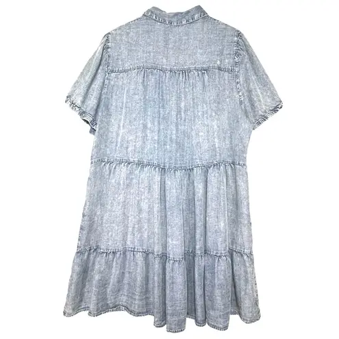 Jane and Delancey Women’s Boho Chambray Acid Wash Tiered a-line Dress