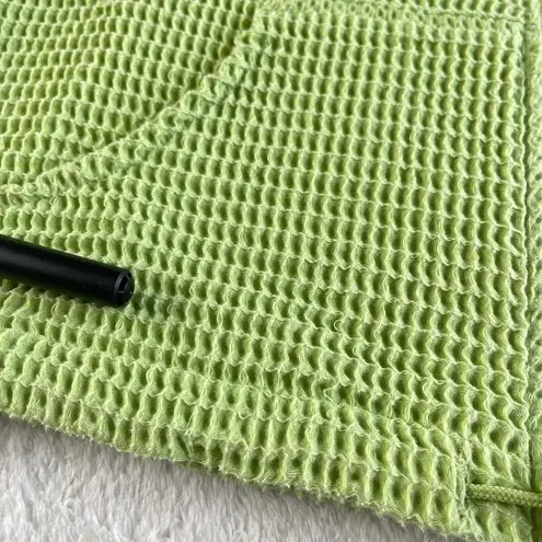 Christopher & Banks Waffle Weave Vest Womens S Green Sleeveless Hooded Full Zip