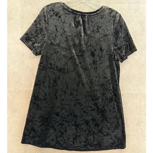 Spring + Mercer Velvet Legging Tee Medium Top V Neck Pocket Stretch Soft Black