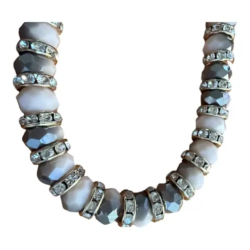 Park Lane Pink Gray Moonstone Rhinestone Bead Gold Adjustable Necklace Formal