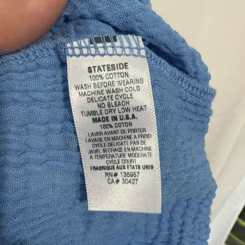 Stateside Women's Blue Wide-Leg Gauze Drawstring Pants Casual Coastal Size XL