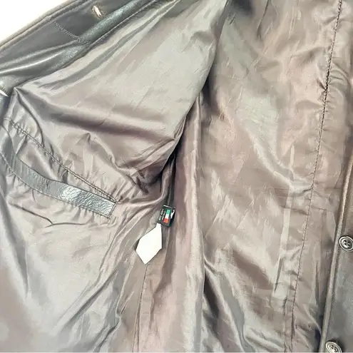 Dark Brown Lambskin Leather Belted Moto Jacket Size L