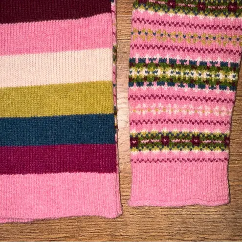 Tabitha Webb Wool Black Striped Pink Cardigan Sweater