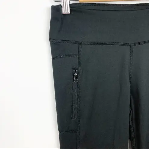 Lukka Lux Faux Leather detail Activewear Athletic Black Leggings Size XS