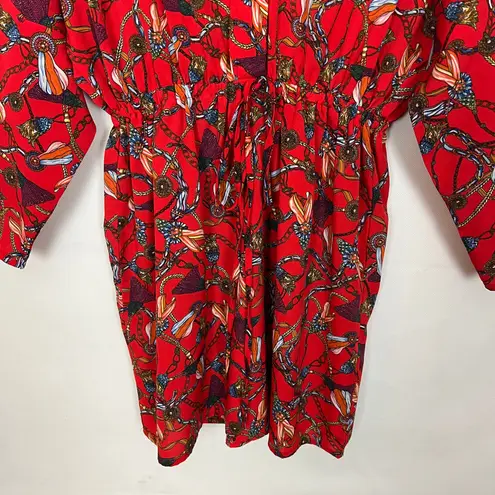 AX Paris Tribal Print Long Sleeve Red Dress Size 10