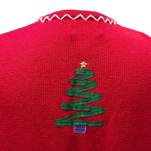 Designer Original Studios Large Vintage Christmas Tree Embroidered Red Vest