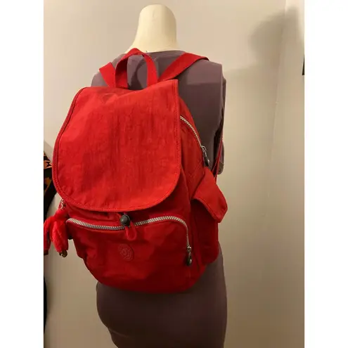 Kipling  15.5” x 12” x 6.5” Laptop Bag Red Bookbag Monkey Travel Backpack Flap