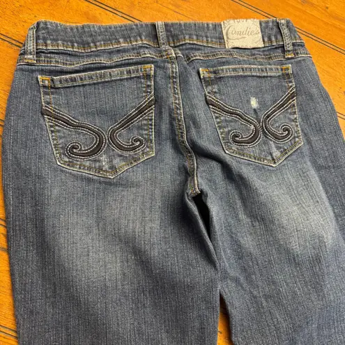 Candies Womens Blue Distressed Embellished Denim Jeans Size 7