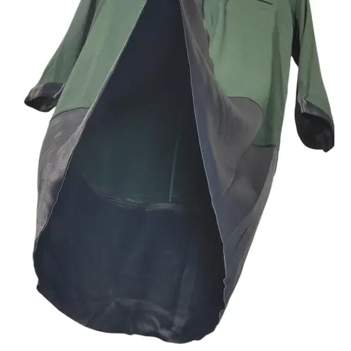 The Kooples NWT Peekaboo Nape Light Crepe Satin Mini Shirt Dress in Green/Black