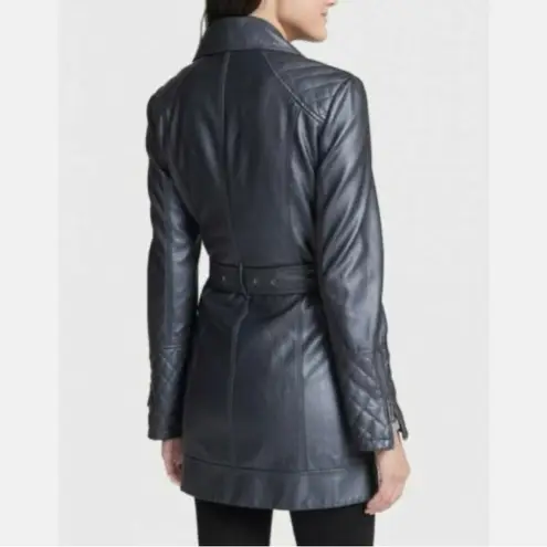 Newport News Women's 90s leather black trenchcoat size 6