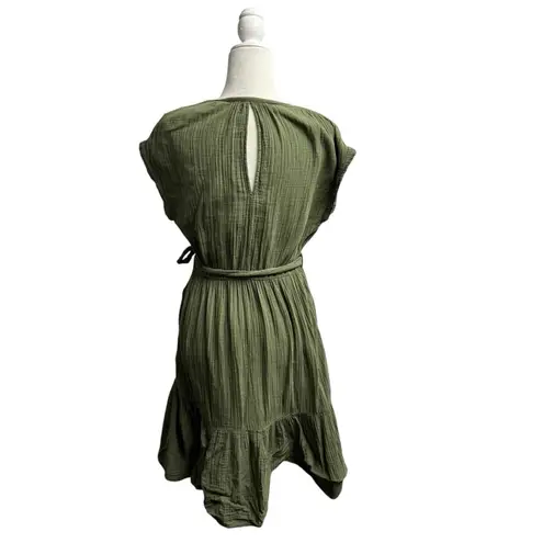 XiRENA Maren Cotton Chelsea Gauze Short Sleeve Mini Dress Green Small S