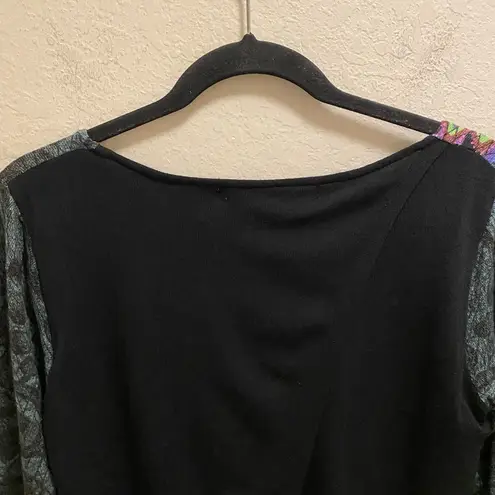 Desigual Artsy Mixed Media Animal Print Long Sleeve Layered Blouse Size M