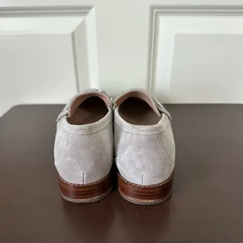 Vionic Avvy Loafer Light Grey Suede Shoes Slip On Rhinestones