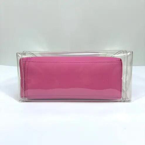 STAUD Shirley Transparent Handbag Tote Leather PVC Clear Pink Medium NWT