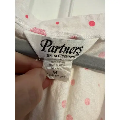 Vintage Mervyn's white and pink polka dot tank blouse M Red Size M