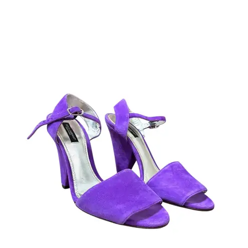 Dolce & Gabbana Dolce & Gabbana Purple Suede Leather Peep Toe Cone Heel Ankle Strap size 38