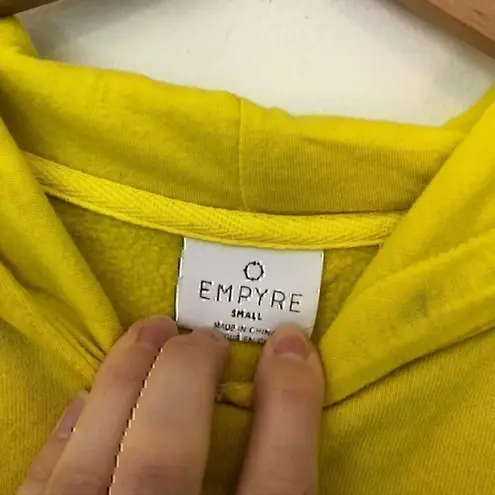 EMPYRE Freida Over You Rose Hoodie Yellow Red Floral Fleece Sweatshirt Small S