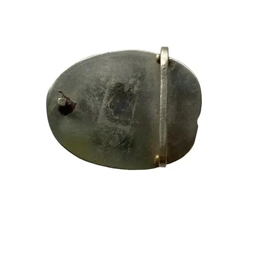 Vintage Alabone Shell Silver Large Belt Buckle Owl Bird Inlaid 1940s Mexico