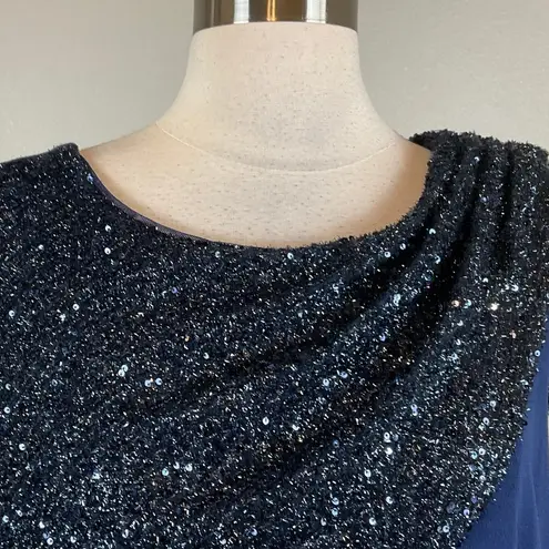 JS Collections Sequined Sleeveless Long Evening Gown Navy Blue Size 16 A-Line
