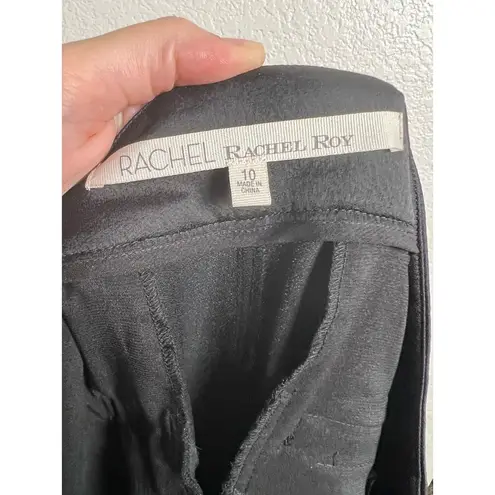 Rachel Rachel Roy Black Split Wide Leg Satin Trouser Slack Pants Sz 10 NWT