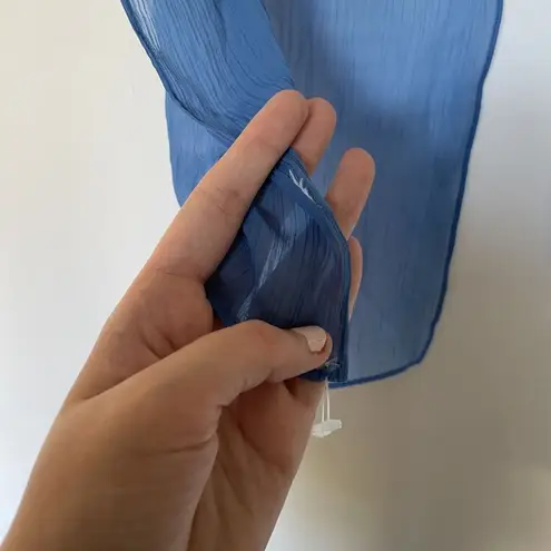 Sheer blue lightweight short scarf chic statement piece fall style casual color