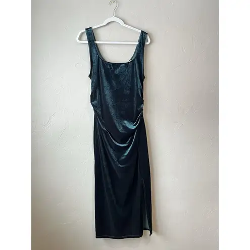 Women’s Velvet DRESS Square Neck Emerald Slit HOCO DARK romantic vamp Whimsigoth Green Size XL