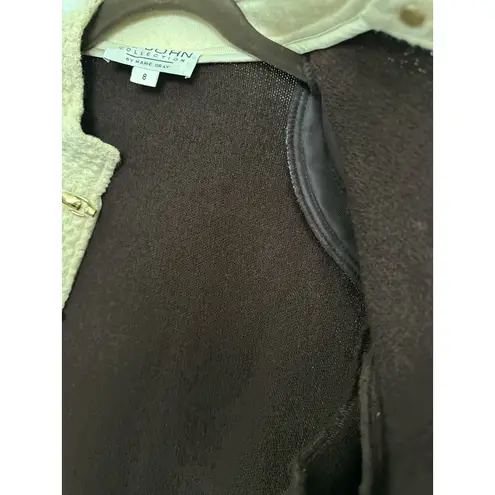 St. John Collection Knit Brown Jacket contrasting trim along the collar Size 8