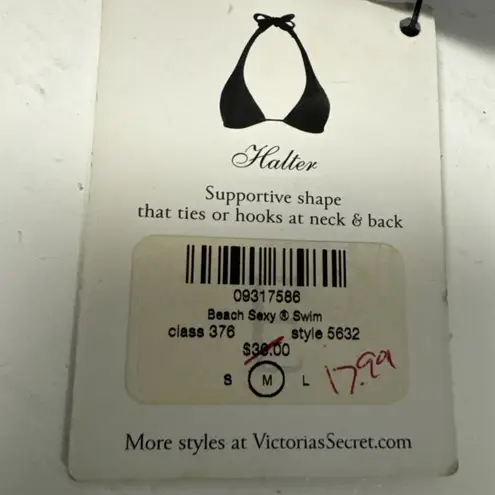 Victoria Secret VS Gray W/ Silver Eyelet Leaves bikini top swim M Halter NWT Size 8