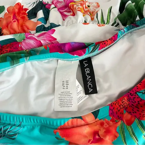 La Blanca Tropical Floral Swimsuit Ruffle Skirted Bottom Size Plus18 W