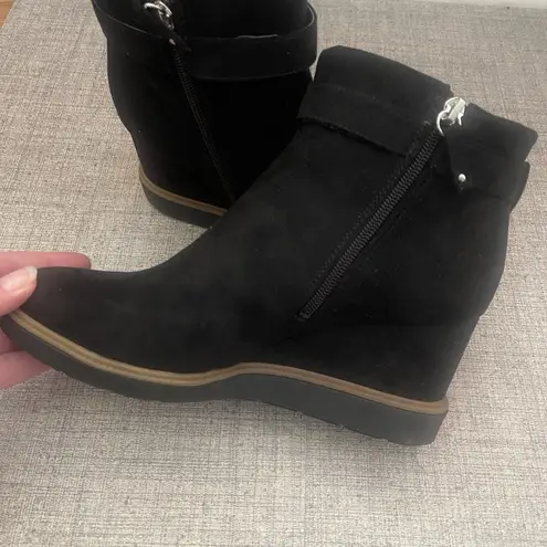 DR. SCHOLL’S Jacinda Ankle Booties Size 9 Black NEW Casual Comfort Fall Wedge