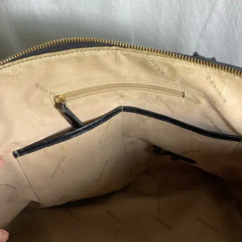 Brahmin Brahman Vivian black-and-white stripe Croc-Embossed Women's Bag