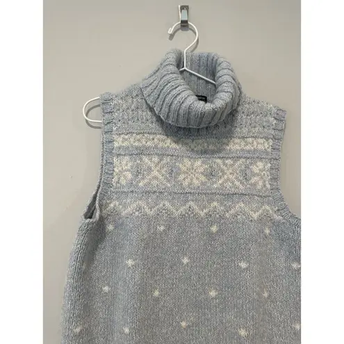 Lauren Ralph Lauren Womens Hand Knit Alpaca Wool Blue Turtleneck Sweater Size XL