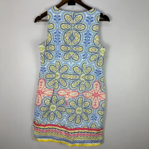 London Times Dress 8 Floral Paisley Sheath Multicolor Mod Boho Resort 70s Retro