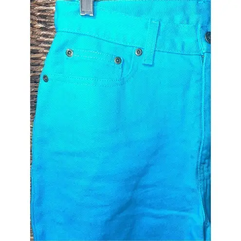 Newport News Jeanology Turquoise Denim Jeans Straight Leg Mom Jeans 10