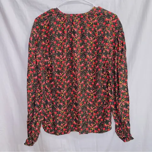 Something Navy  NWT Floral Print Long Sleeve Easy Volume Blouse Top size XS