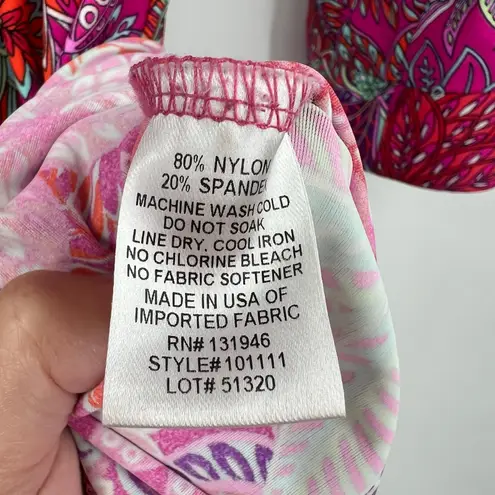 Jude Connally Tunic Shift pink paisley pullover Dress split neck size large